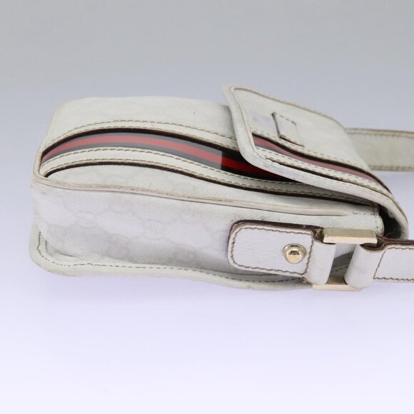 GUCCI GG Supreme Sherry Line Shoulder Bag PVC White Gold 147668 Auth hk2049 - Picture 4 of 14